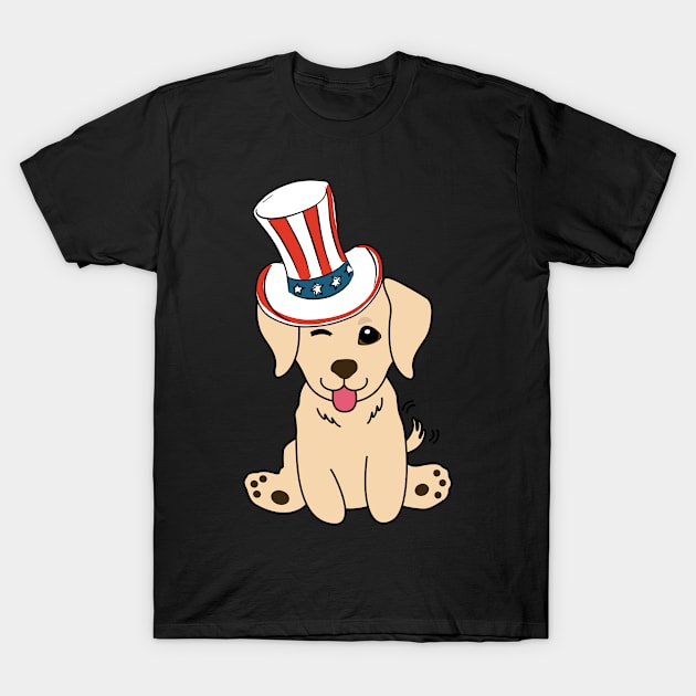 Funny retriever dog is wearing uncle sam hat T-Shirt by Pet Station